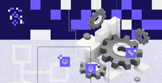 Illustration with gears symbolizing process automation and technology modernization – referencing migration from Camunda 7 to Camunda 8 or alternative workflow engines.