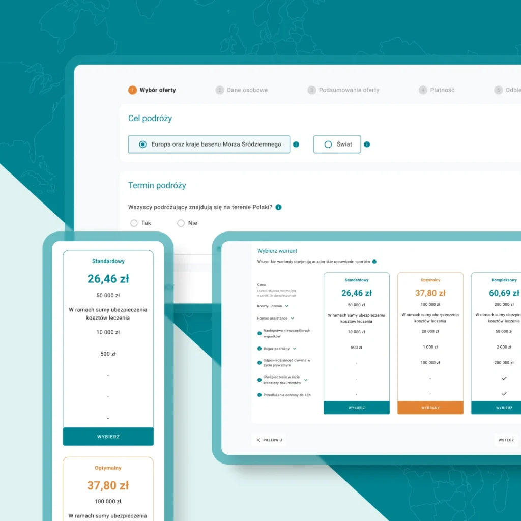 Client data entry screen in the insurance sales portal, showcasing user flow for policy purchase.