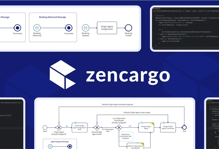 Screenshots presenting how Zencargo supports logistics operations