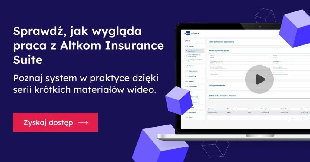 Sprawdź, jak wygląda praca z Altkom Insurance Suite. Poznaj system w praktyce dzięki serii krótkich materiałów wideo. Zyskaj dostęp